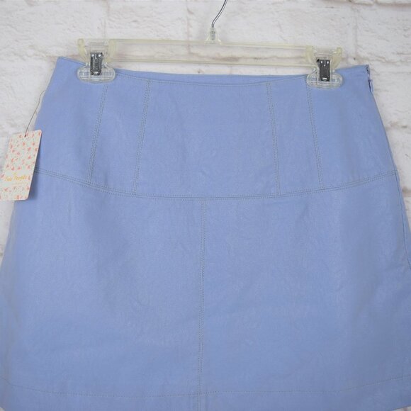 FREE PEOPLE Mini Skirt Faux Suede Wisteria Breeze Blue Days In The Sun NWT 8 - Picture 4 of 12